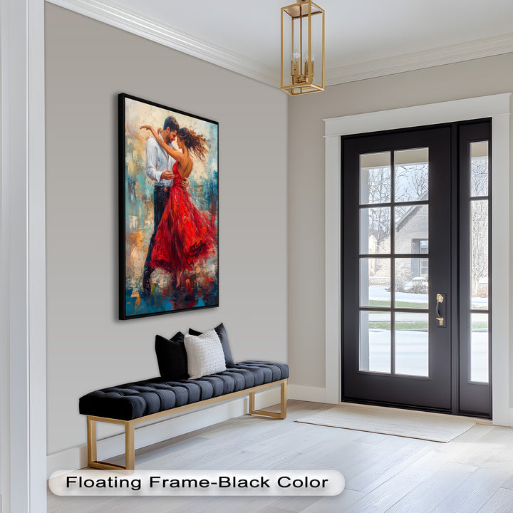 Flamenco Fire – Romantic Couple in Red Dress Oil Painting