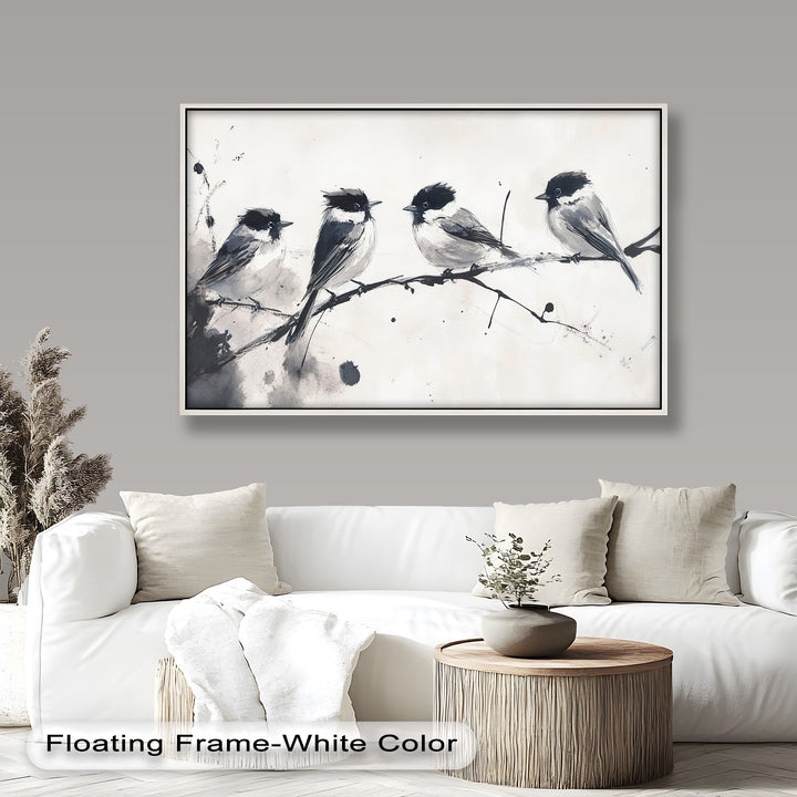 Monochromes Quartett – Vogel-Ölgemälde
