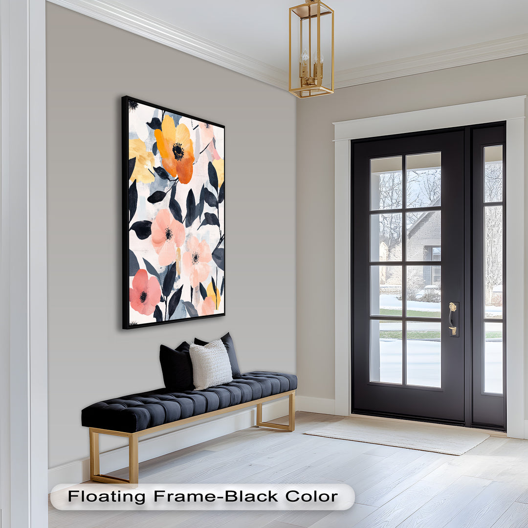 Soft Harmony – Peach and Mustard Floral Oil Painting