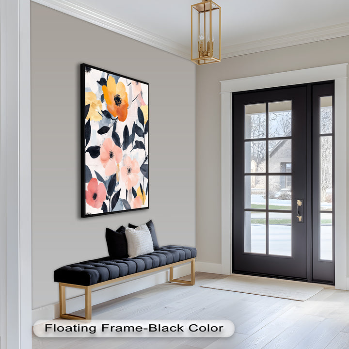Soft Harmony – Peach and Mustard Floral Oil Painting