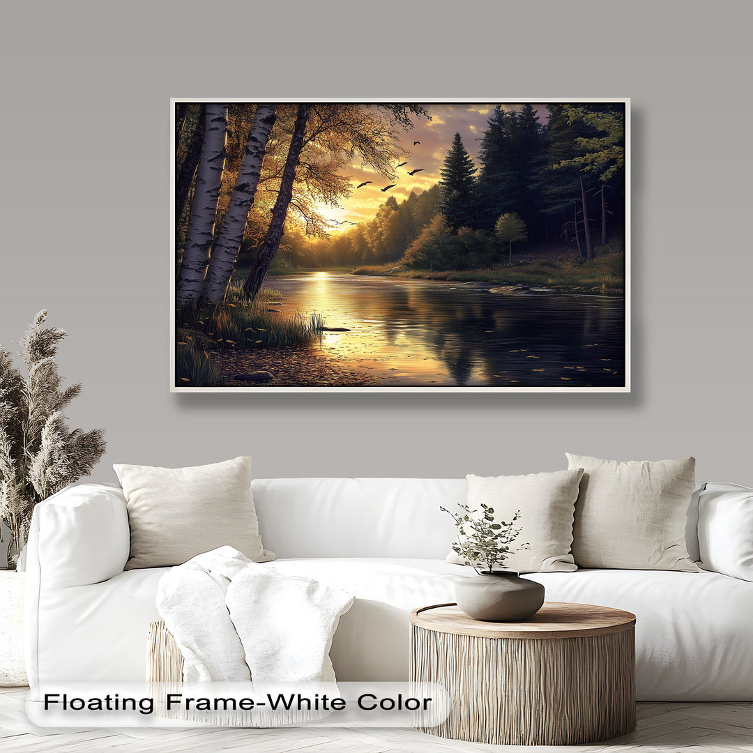 Sonnenuntergang Fluss Wandkunst - Landschaft Ölgemälde