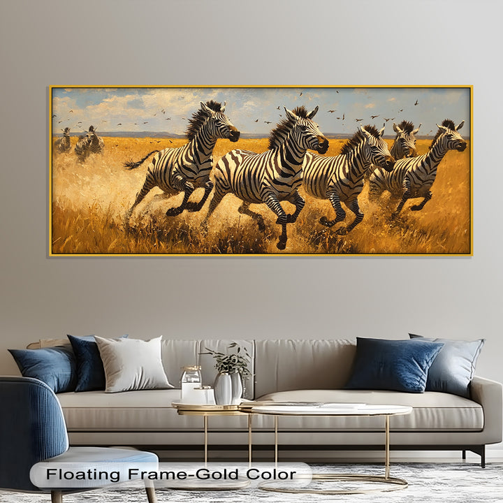 Thundering Zebra Herd – Wild Safari Oil Painting