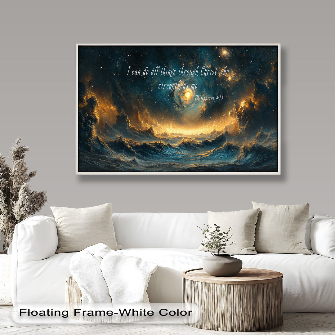 Philippians 4:13 – Strength in Christ Bible Verse Oil Painting
