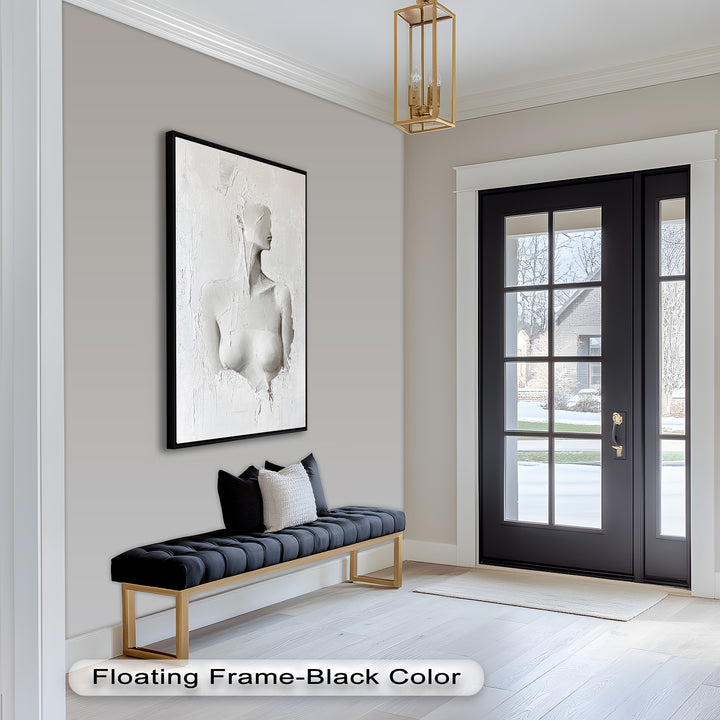 Silent Form – Minimalist White Abstract Female Oil Painting