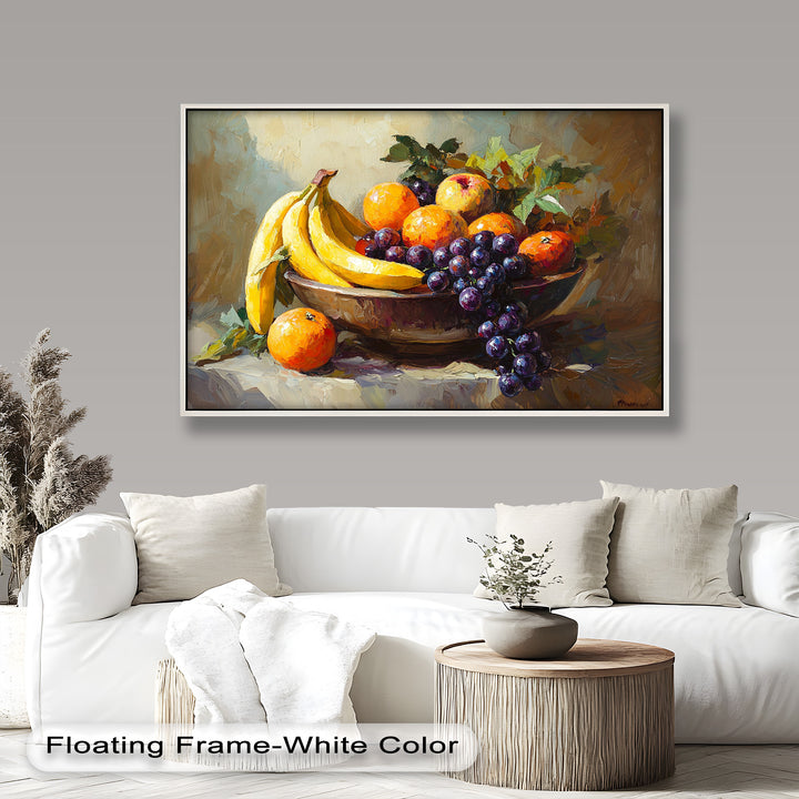 A celebration of fruit and foliage, this still life piece blends vivid tones and rustic charm to bring life and energy to any space.

