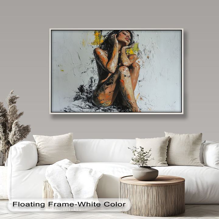 Poise in Silence – Textured Nude Figure Oil Painting