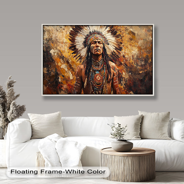 Sacred Flame – Tribal Warrior Portrait Oil Painting