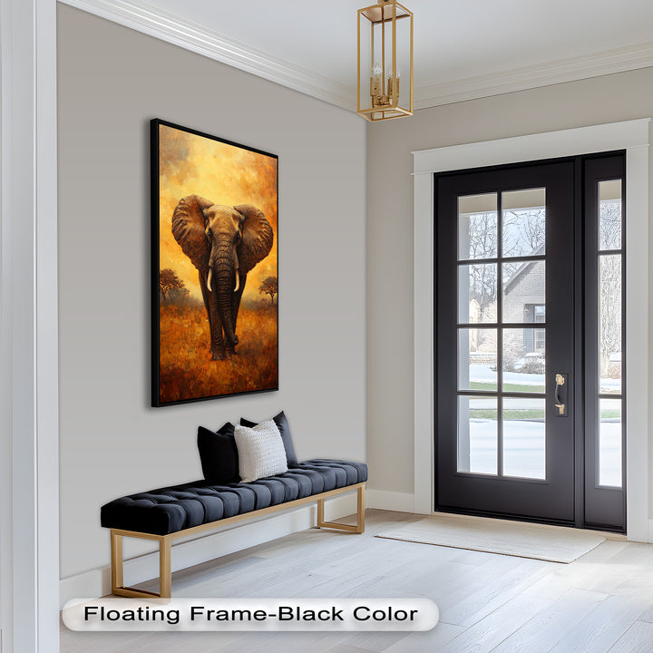 Majestic Elephant at Sunset – Wildlife Oil Painting