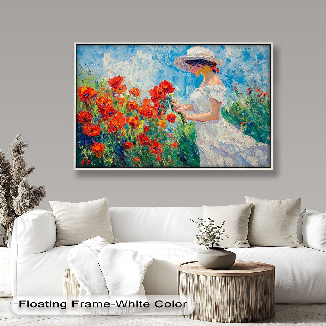 Lady Among Poppies – Impressionist Garden Stroll Oil Painting