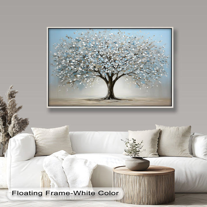 Snowflower Tree – Modern Framed Oil Painting
