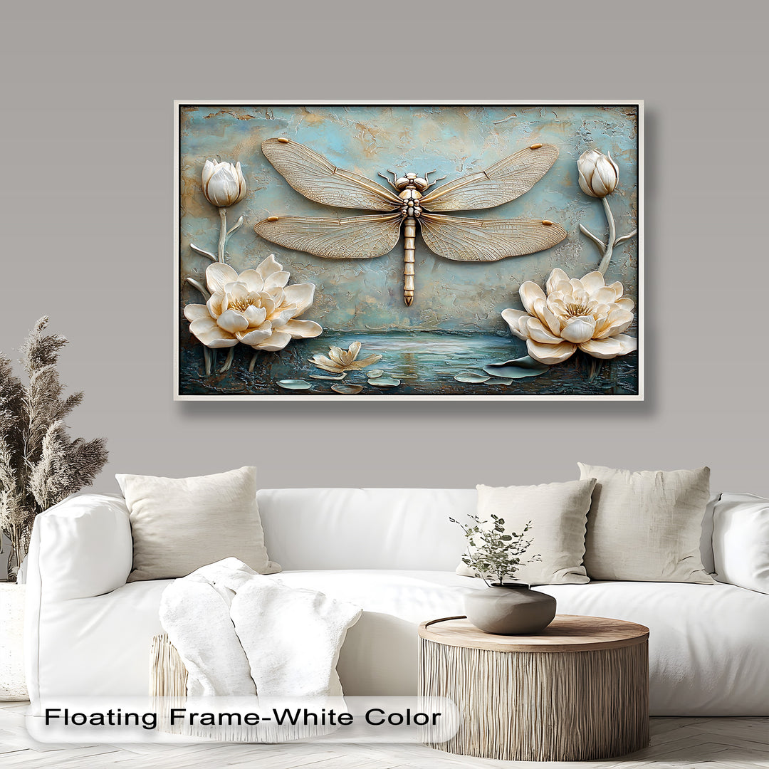 Vintage Dragonfly – Framed Oil Painting
