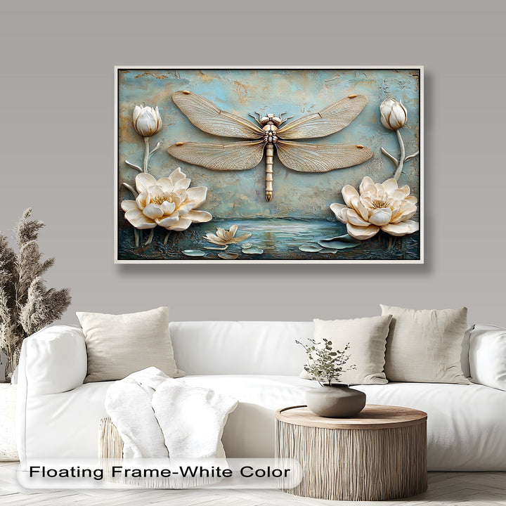 Vintage Dragonfly – Framed Oil Painting