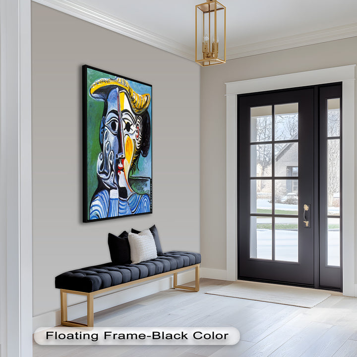 Striped Elegance – Picasso Cubist Portrait Oil Painting