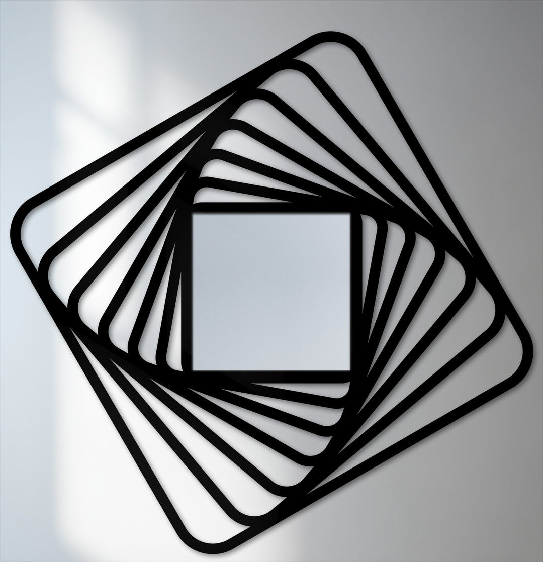 The visual rhythm of this twisted square spiral frame floor mirror captivates with its dynamic lines, creating an intriguing piece of metal artwork.
