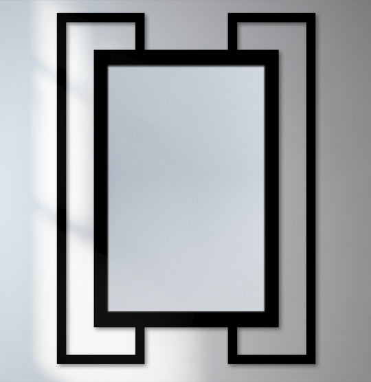 double frame metal wall art mirror