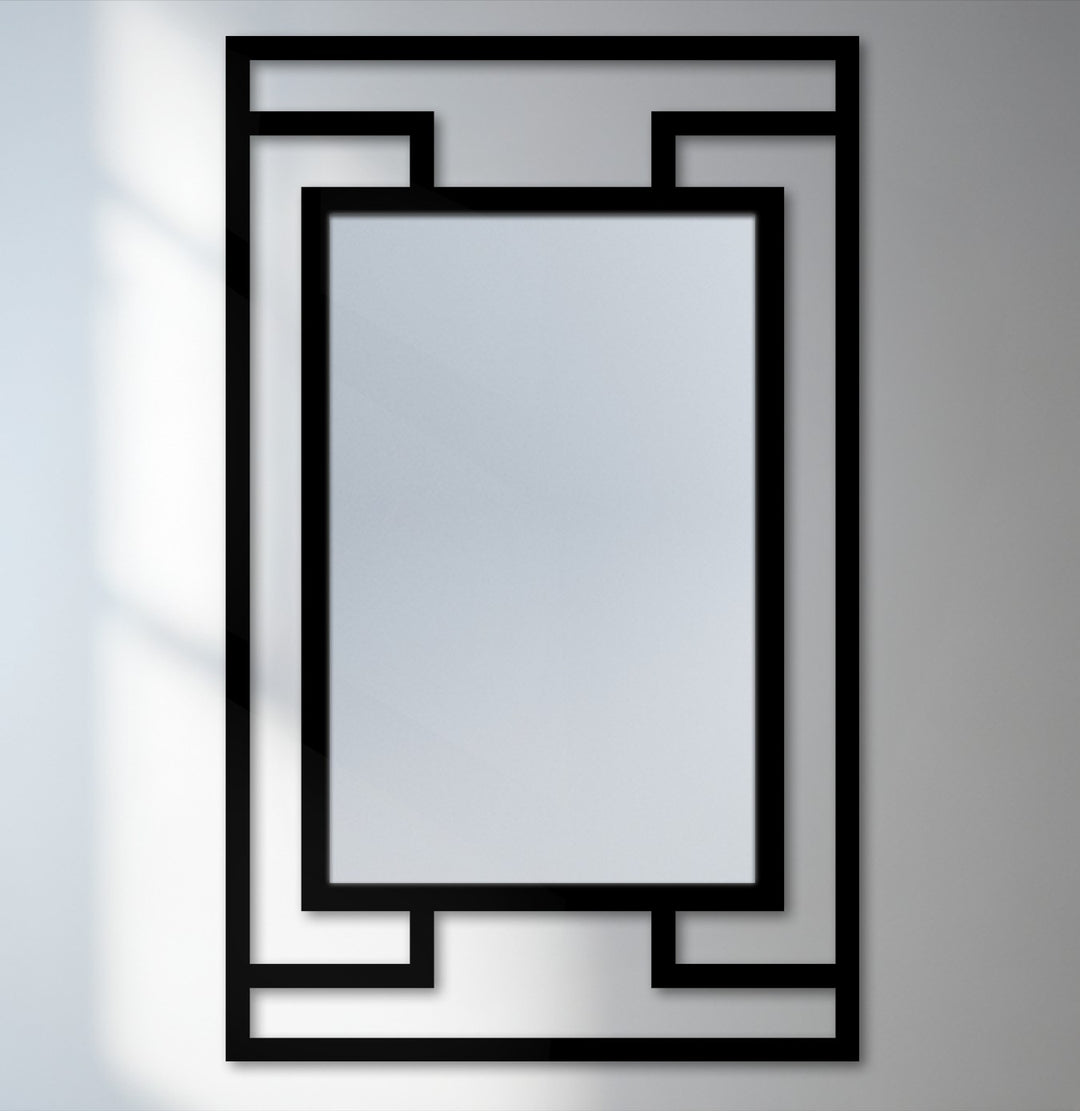 stepped frame metal wall art mirror