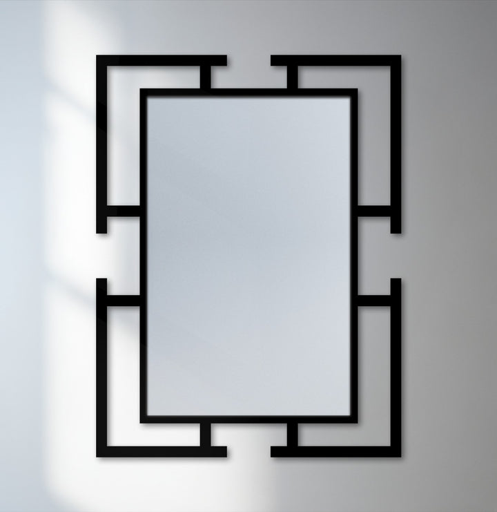 open corner metal wall art mirror