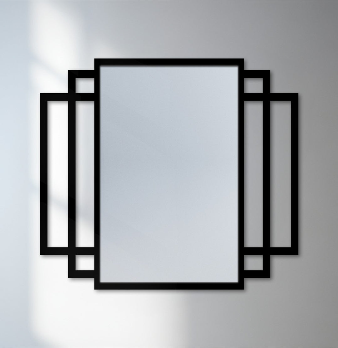 layered side frame metal wall art mirror