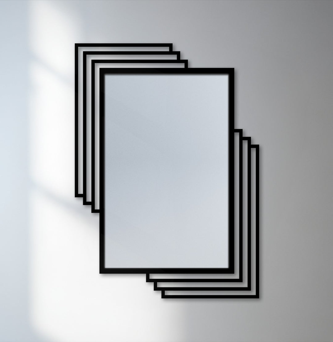 layered rectangle metal floor mirror