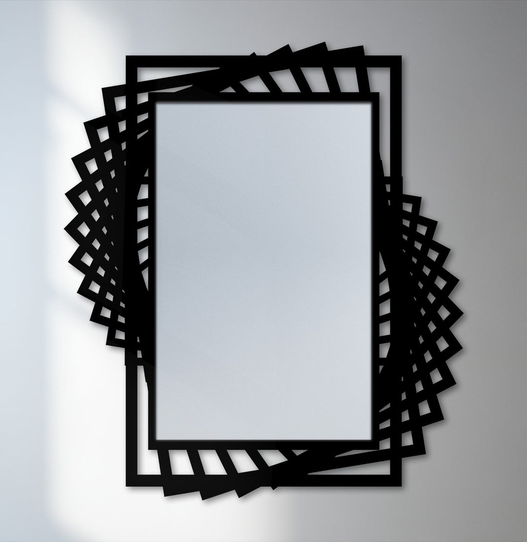 The dynamic twist in the black layered frame creates a stunning sense of movement for this modern metal wall decor floor mirror.