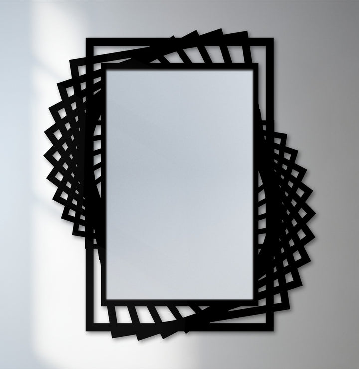 The dynamic twist in the black layered frame creates a stunning sense of movement for this modern metal wall decor floor mirror.