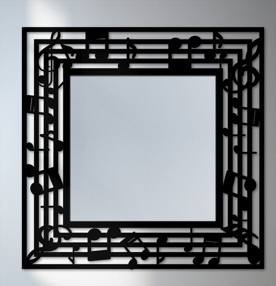 Rhythmic flow emanates from this musical notes frame metal wall mirror, capturing the fluid sense of movement within its artistic metal art for wall design.