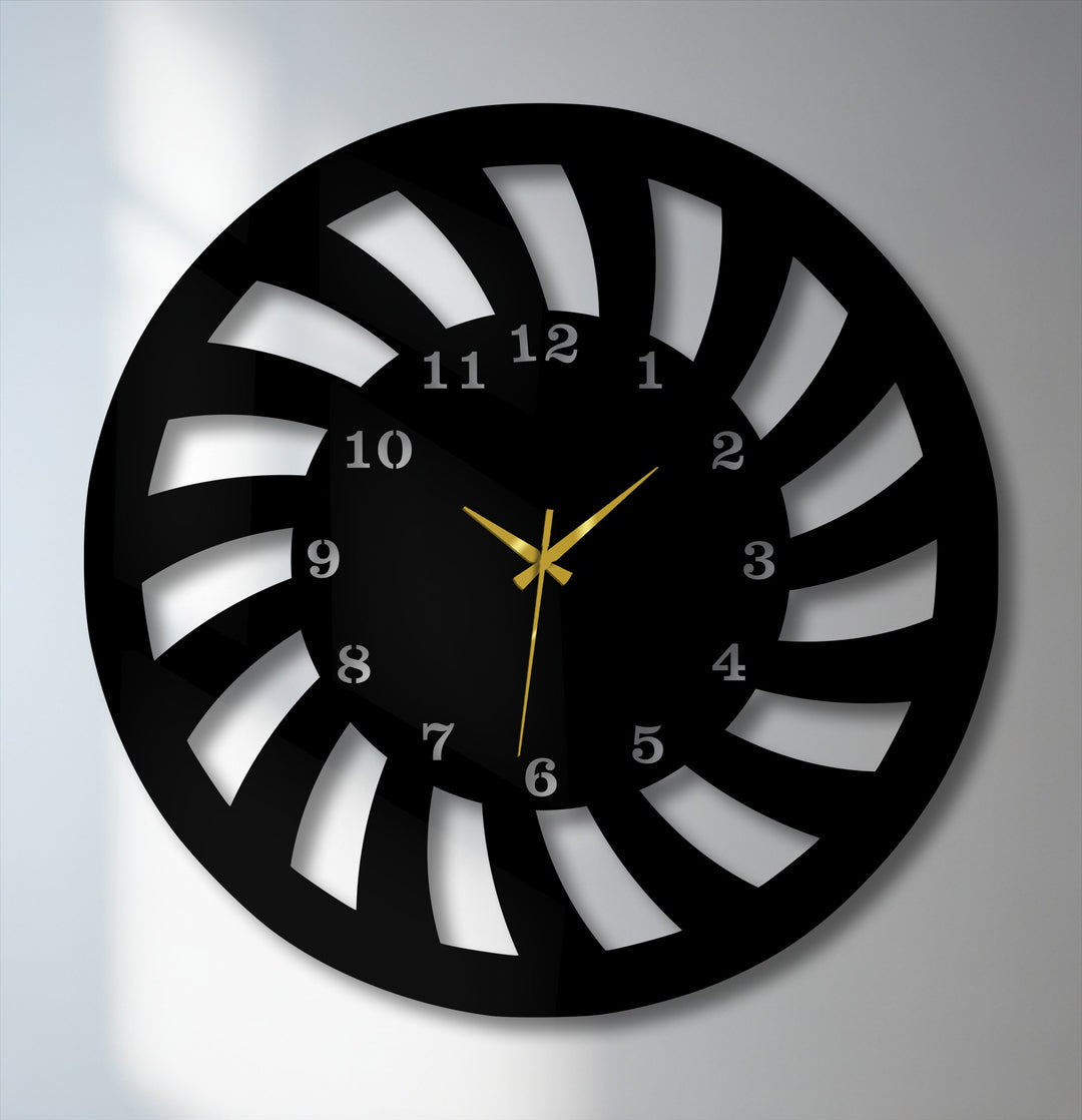 The sleek, modern dynamic design of this spiral motion metal wall clock creates a sophisticated and contemporary decoration wall art mood.