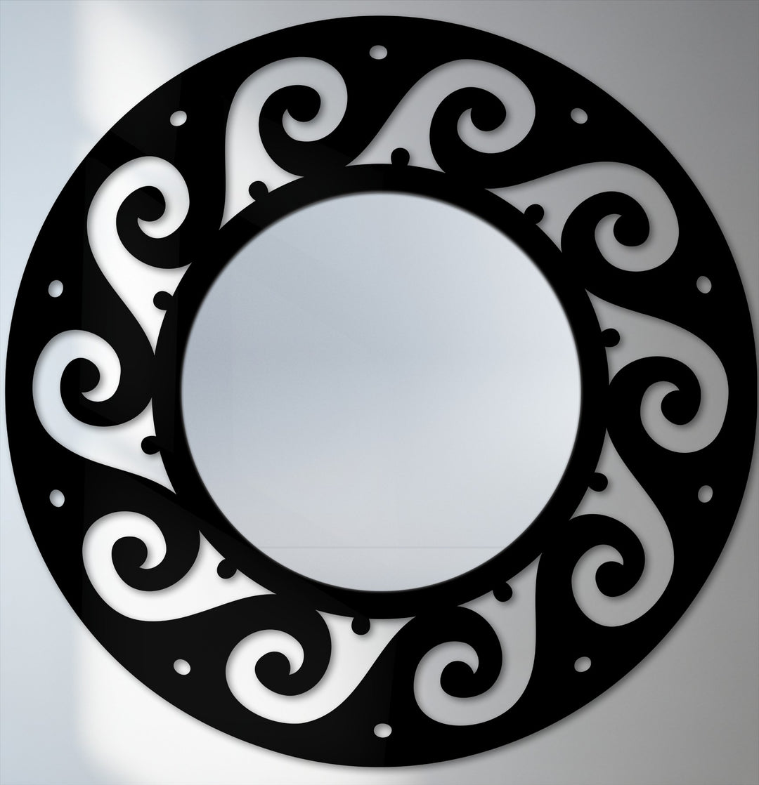 Ocean swirl round wall mirror decor