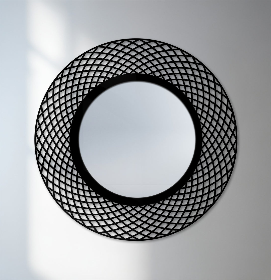 Interwoven round wall mirror decor