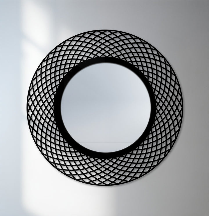 Interwoven round wall mirror decor