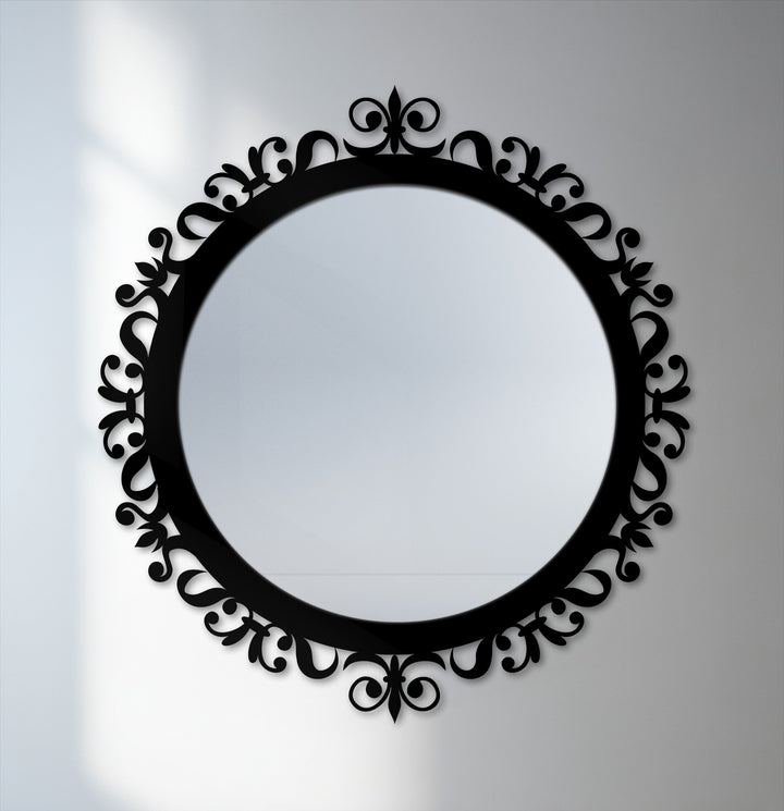 Radiating from the center, the ornamental baroque round floor mirror's stained glass wall mirror frame design evokes a swirling, lively energy.