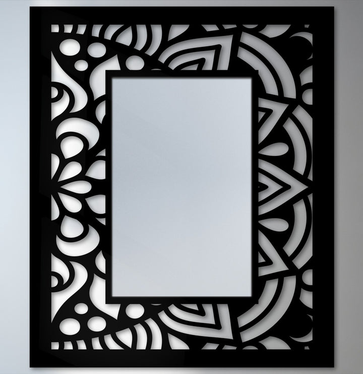 abstract mandala metal floor mirror