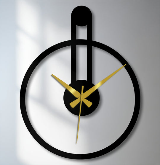 Illuminated by bright, reflected light, this minimalist round metal wall clock brings unique modern decorative metal art to any contemporary interior design.