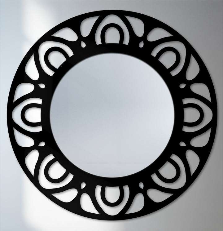 Negative space highlights the circular pattern around this modern ring floor mirror, offering a unique decoration wall art design.