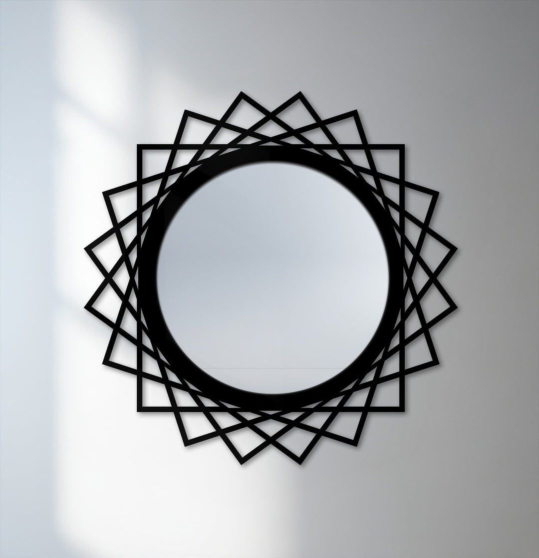 Geometric halo round wall mirror decor
