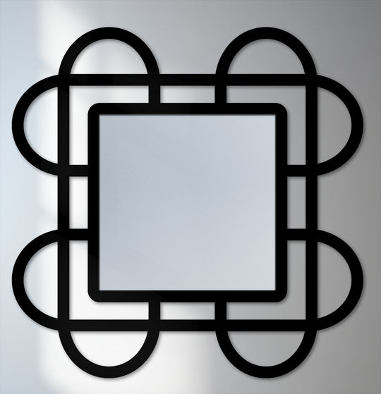 Featuring the sleek edge and borders of a Looped Squares geometric wall mirror for wall decor, the design creates a bold statement.