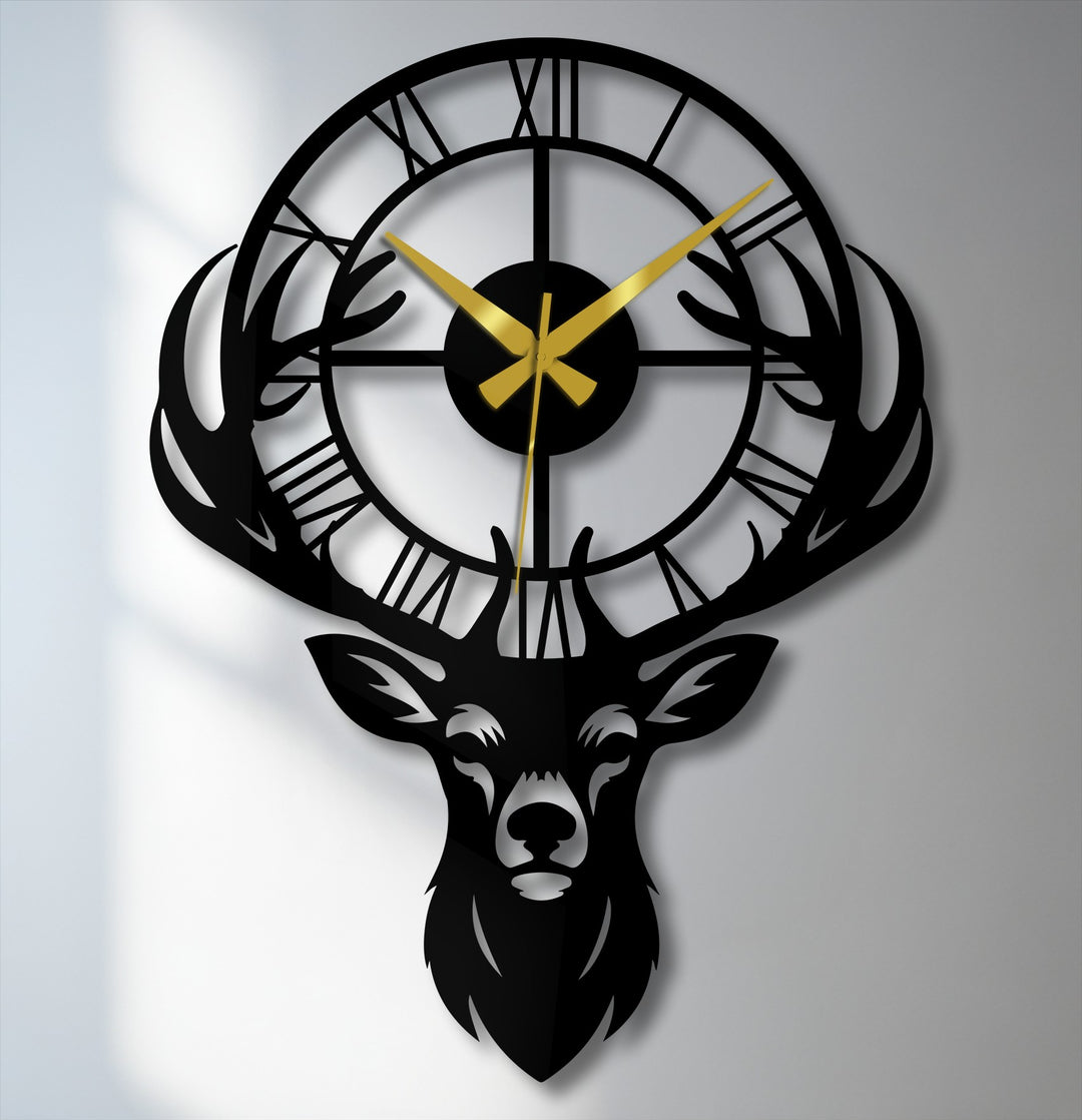 Highlighting the abstract quality, this majestic deer antler metal wall clock employs a unique blend of rustic and modern metal wall decor, transforming timekeeping into art.