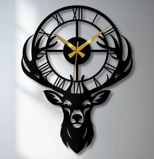 Highlighting the abstract quality, this majestic deer antler metal wall clock employs a unique blend of rustic and modern metal wall decor, transforming timekeeping into art.