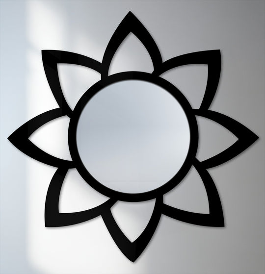 With cool color temperature, the modern black-framed petal floor mirror adds an element of minimalist sophistication when decorating with wall mirrors.