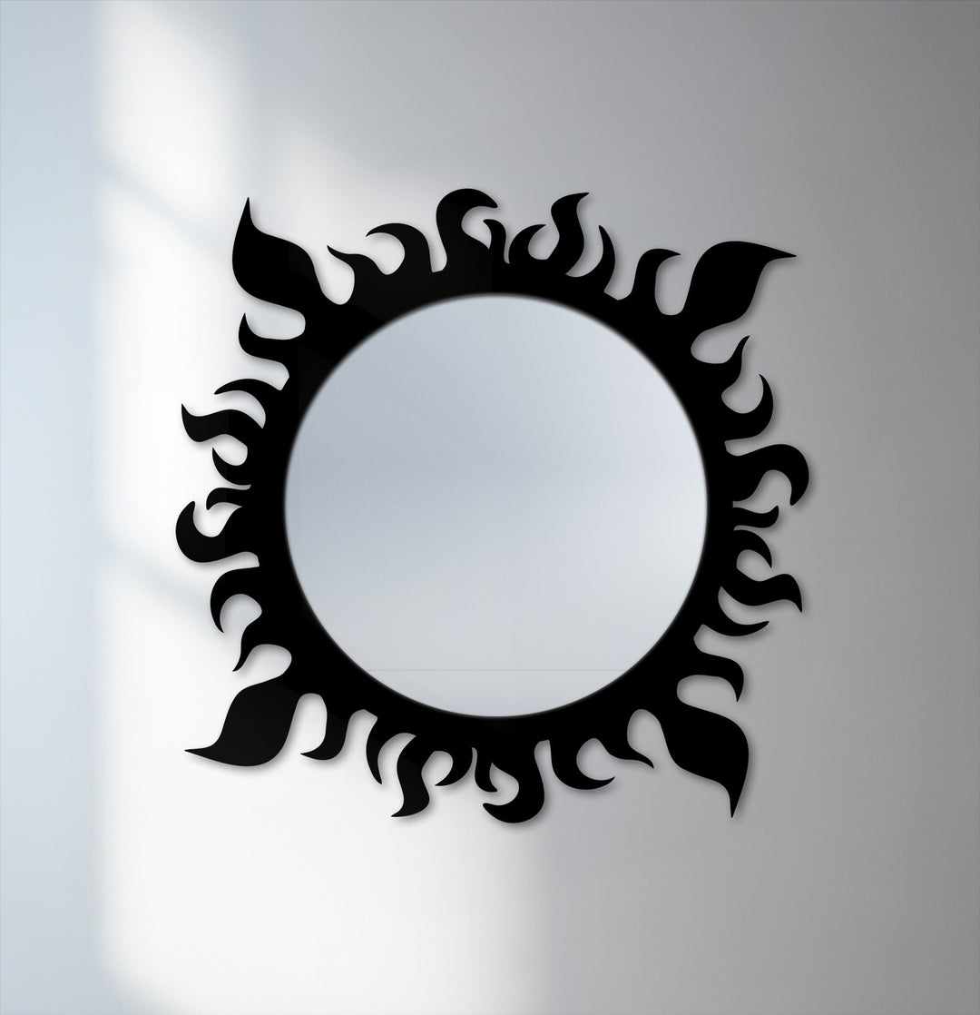 Solar flame round wall mirror decor