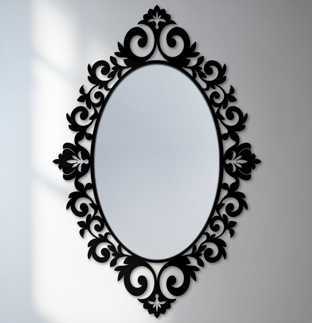 Organic forms intertwine in this baroque elegance floral oval floor mirror, offering a unique metal wall art interpretation of classic mirror for wall decor.