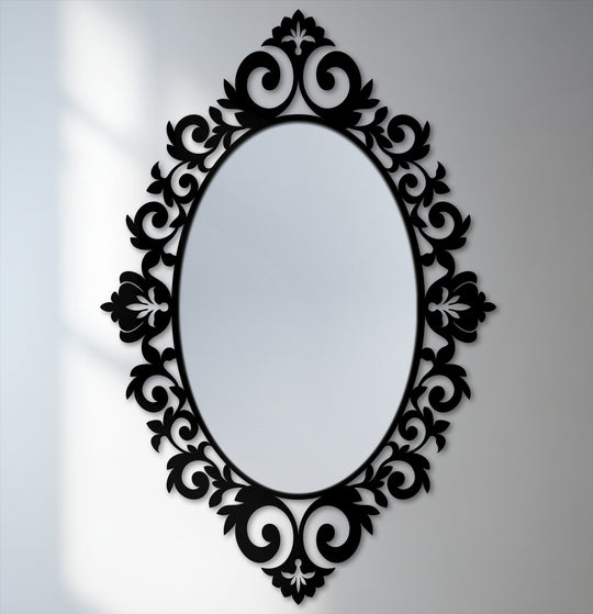 Organic forms intertwine in this baroque elegance floral oval floor mirror, offering a unique metal wall art interpretation of classic mirror for wall decor.