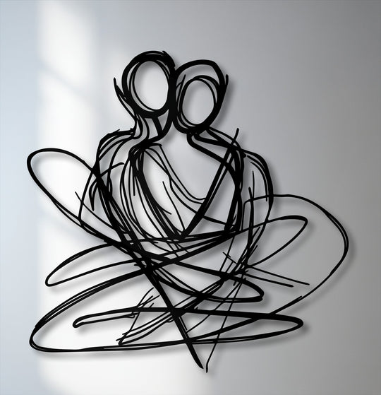Crafted with excellent material quality, this abstract couple metal wall art presents a durable and artistic silhouette, perfect as modern decoration wall art.
