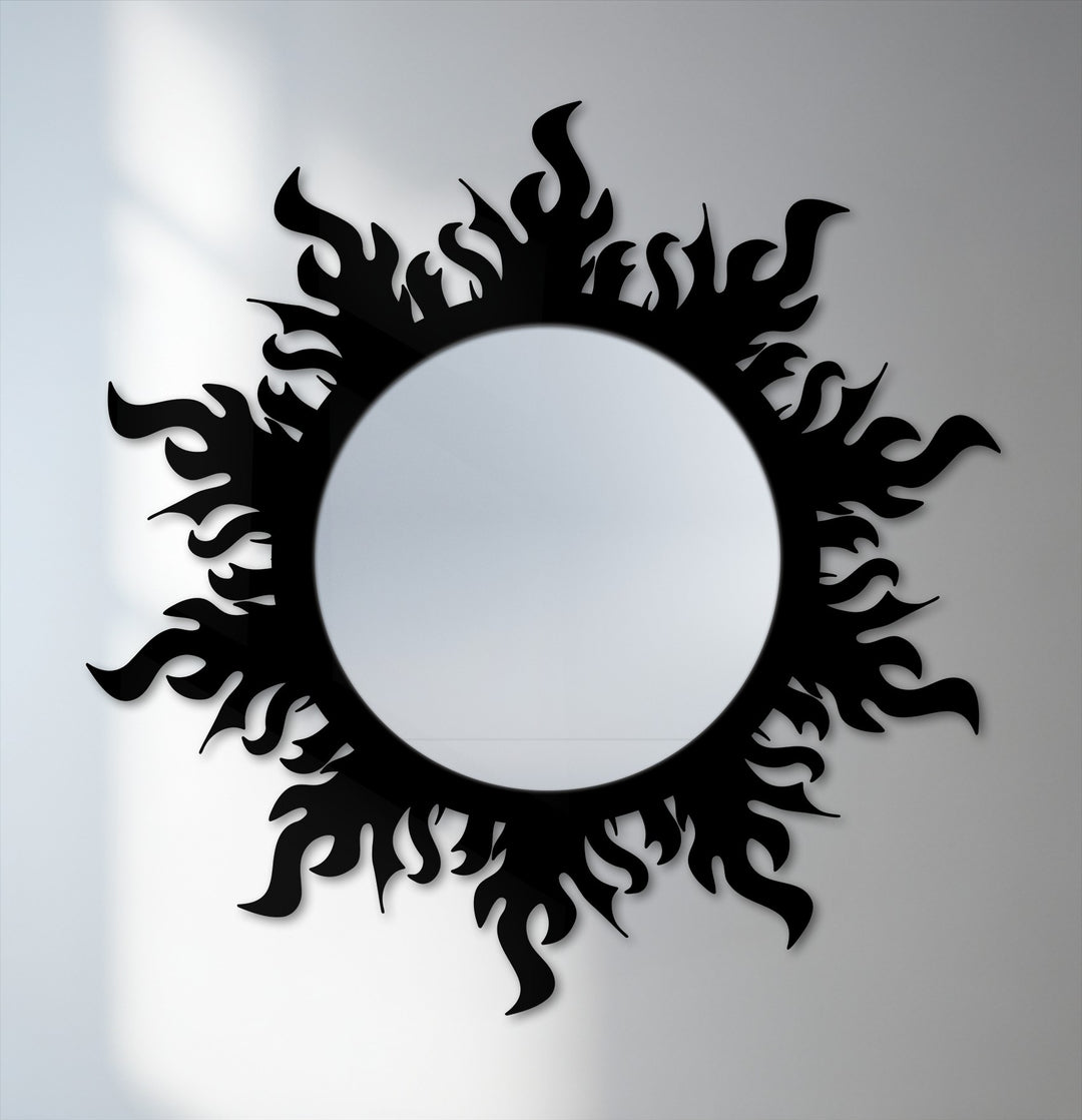 Flame aura round wall mirror decor