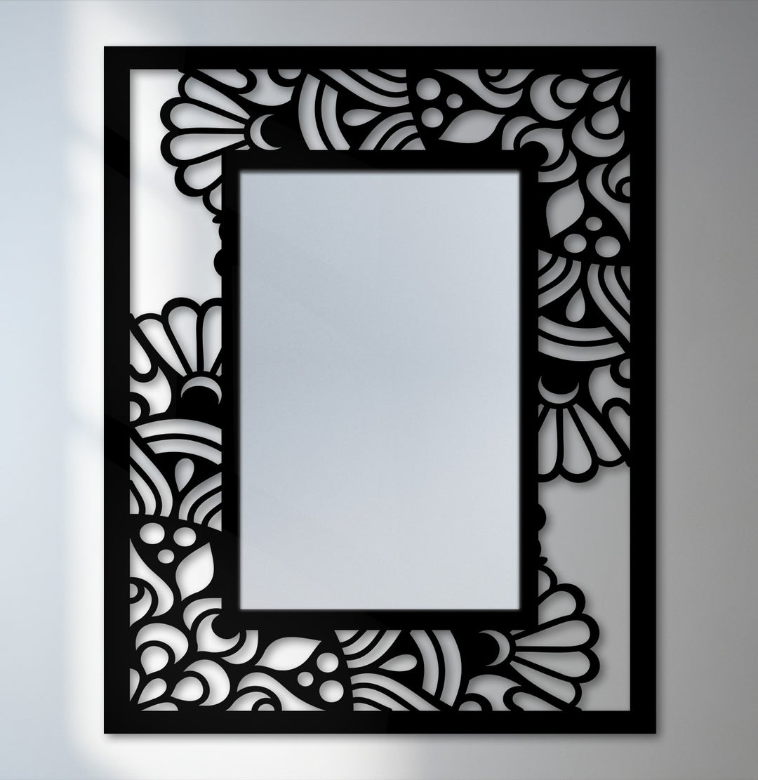 modern botanical metal floor mirror