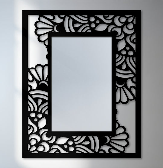 modern botanical metal floor mirror