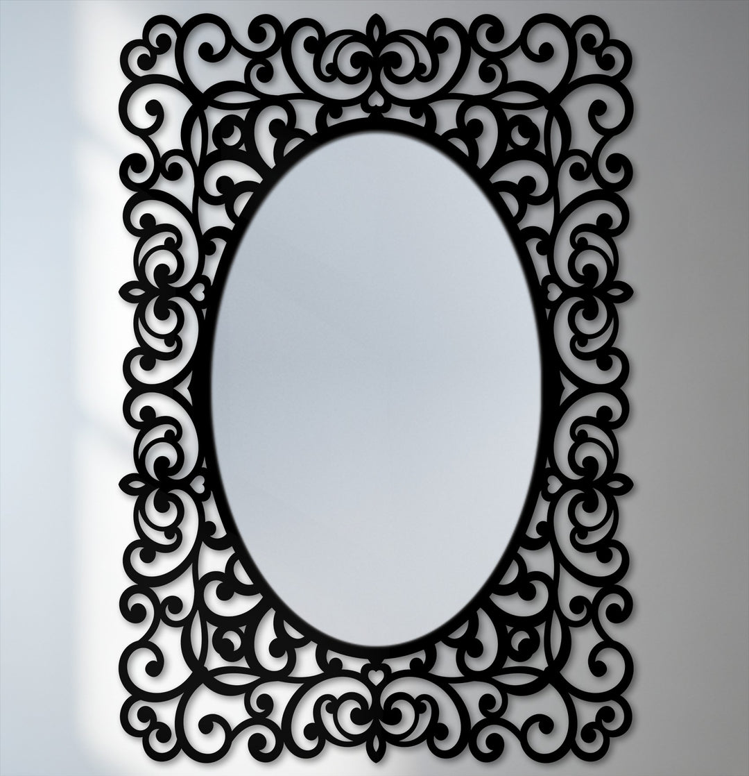 Baroque scrollwork oval wall mirror