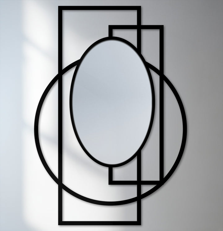Geometric oval wall mirror