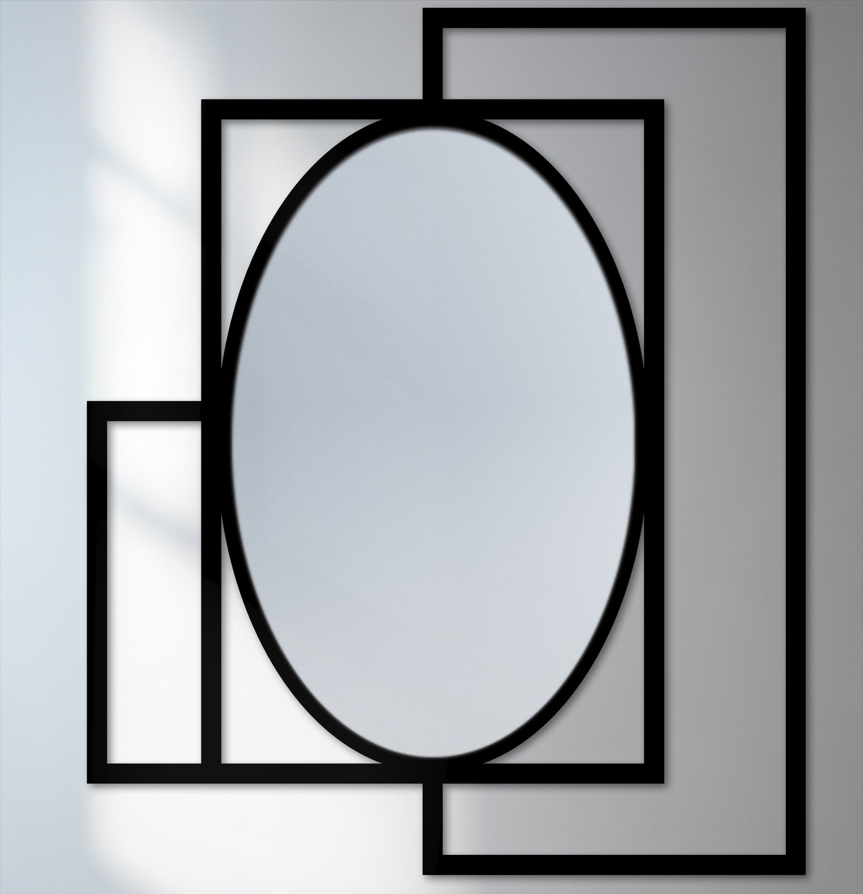 Framed Overlap Oval Mirror – Modern Minimalist Wall Design – MyPhotoStation