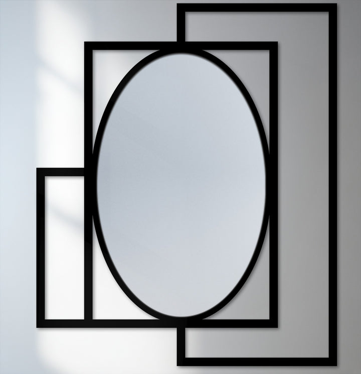 Overlapping frame oval wall mirror